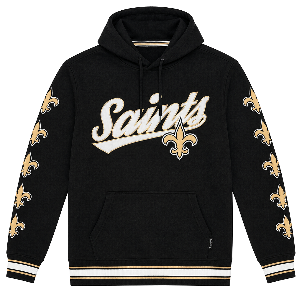 NFL Team Apparel New Orleans Saints Hoodie Size L Black Pullover Sweatshirt 1