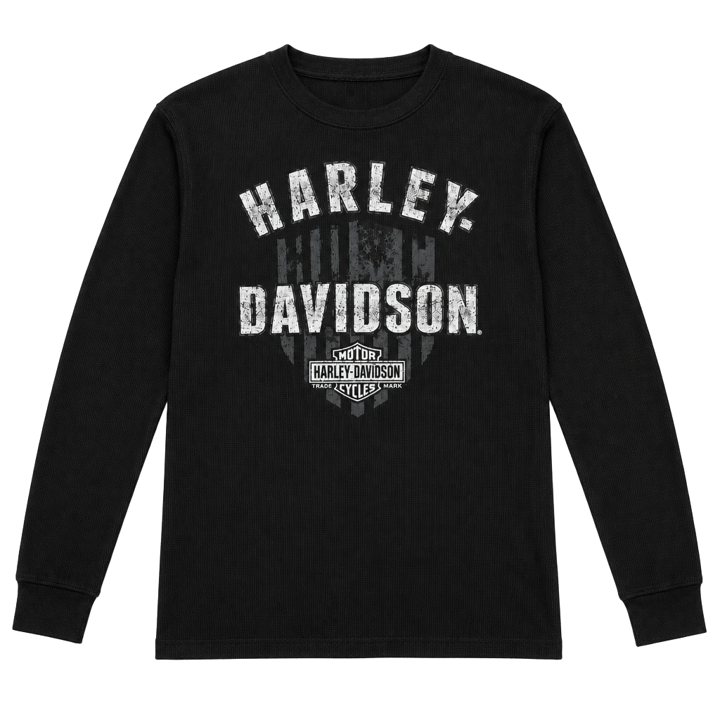 Harley Davidson Long Sleeve Thermal Shirt Size M Black Appalachian PA 1