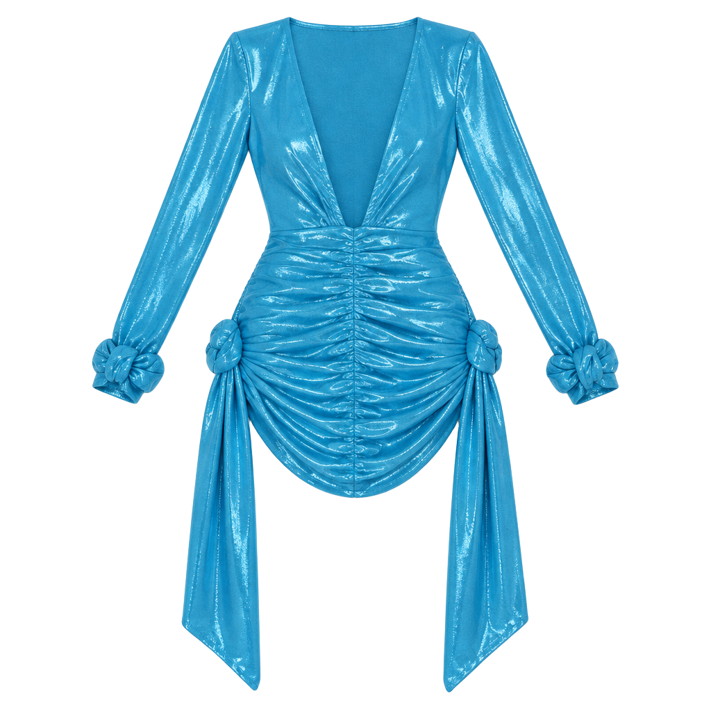 Johnny Wujek for JCPenney Metallic Mini Dress Size S Blue 1