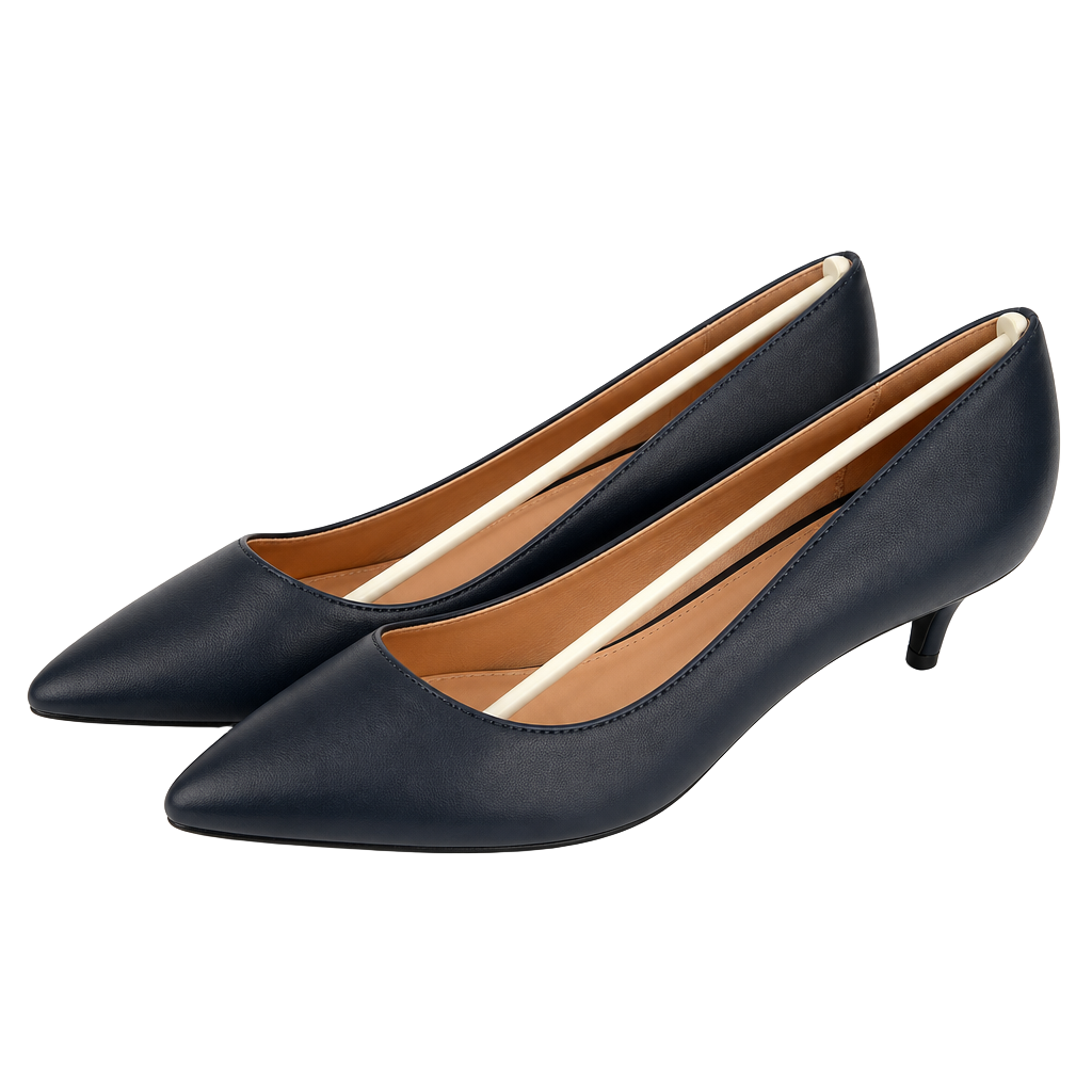 French Connection Navy Blue Pointed Toe Kitten Heel Pumps 1