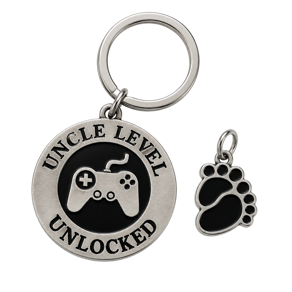 Uncle Level Unlocked Keychain Stainless Steel Gaming Theme Gift 1