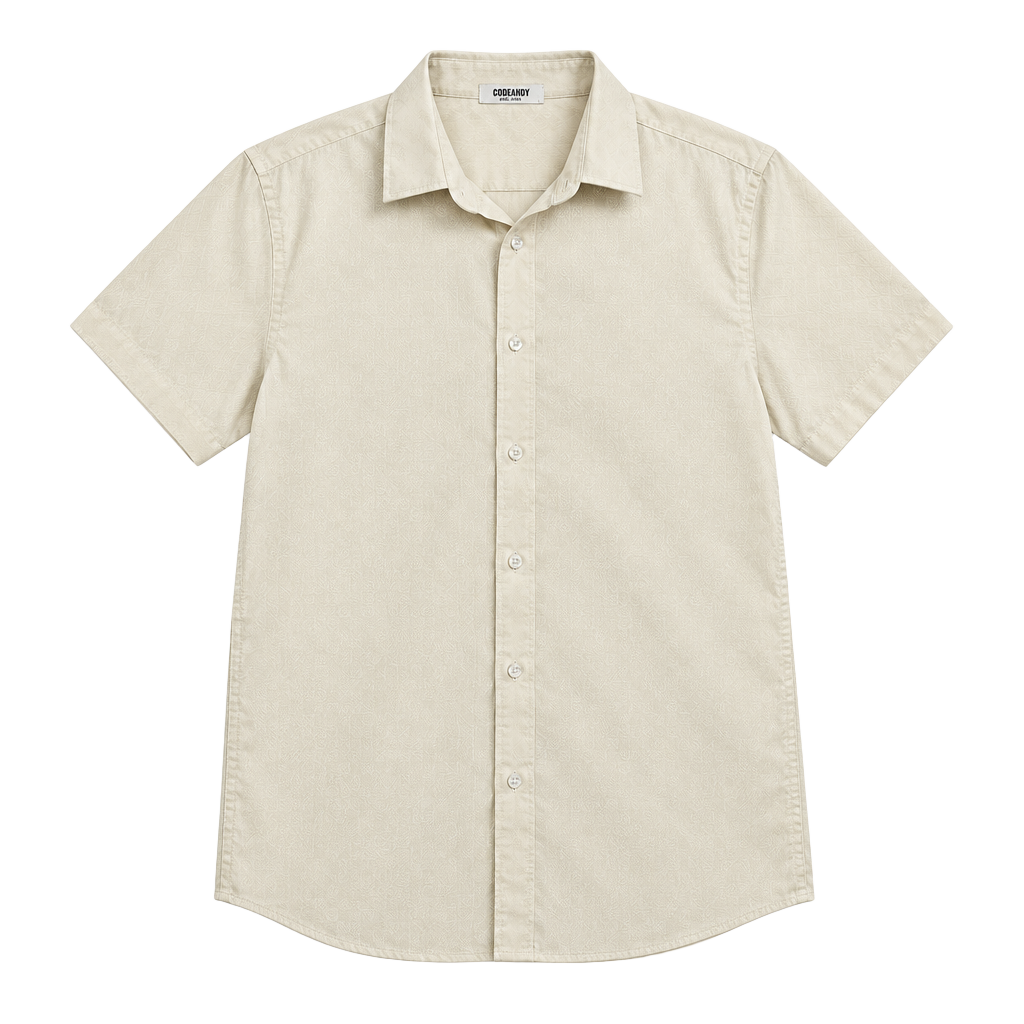Coofandy Shirt Size L Cream Short Sleeve 1