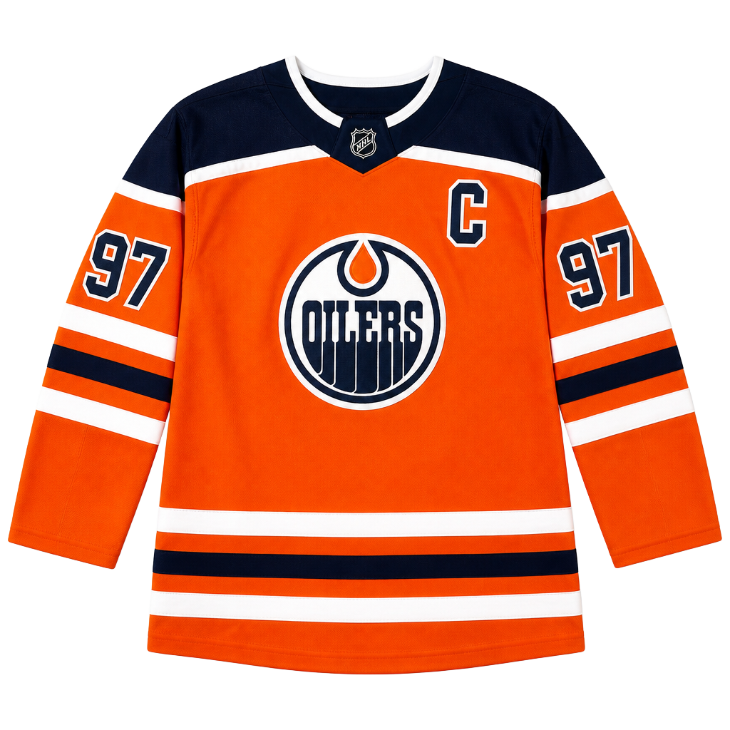 NHL Edmonton Oilers Connor McDavid #97 Orange Home Replica Hockey Jersey Size L/XL 1