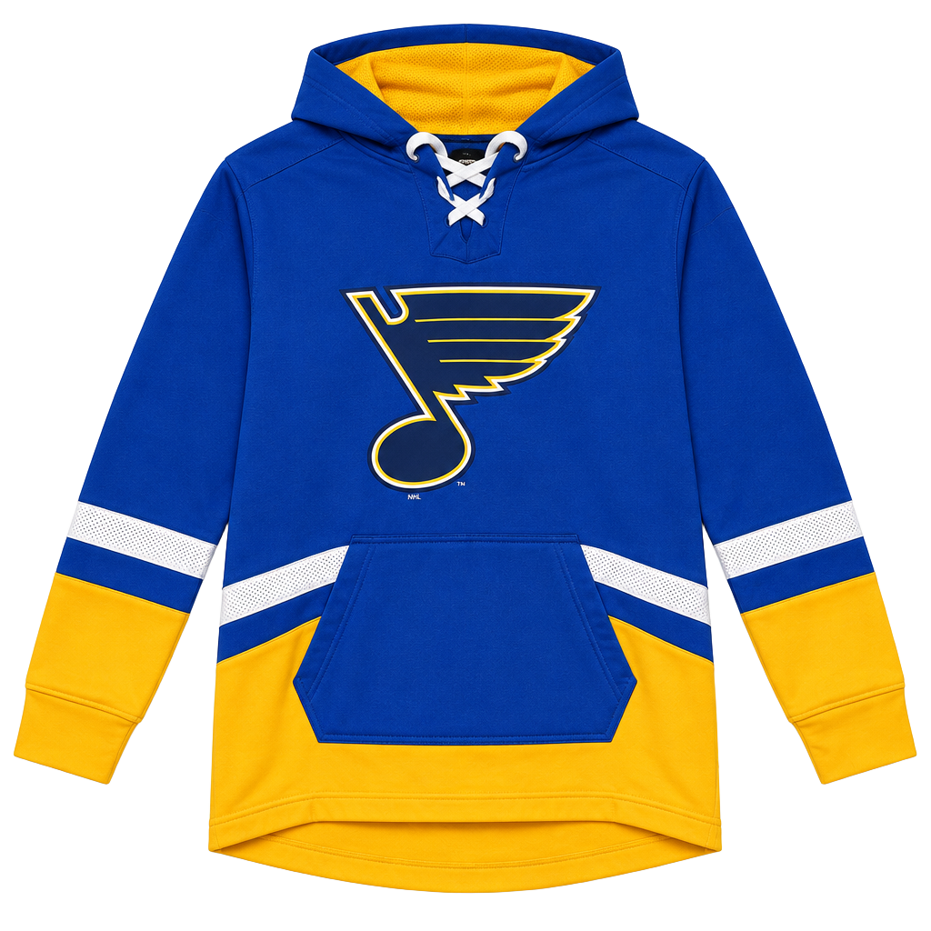 Fanatics St. Louis Blues NHL Lace-Up Hockey Hoodie Blue Yellow 1