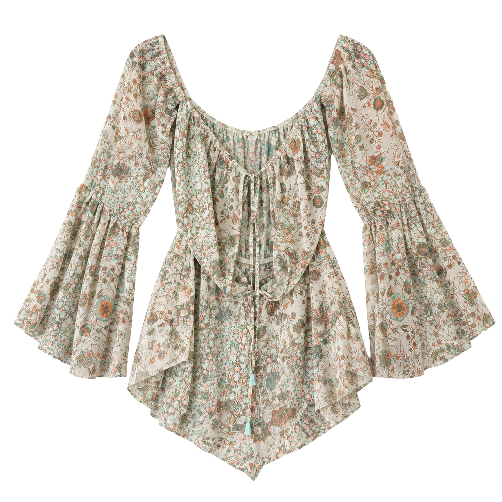 Victoria's Secret Romper Size XS Bell Sleeve Boho Y2KFestival Metallic Sheer 1