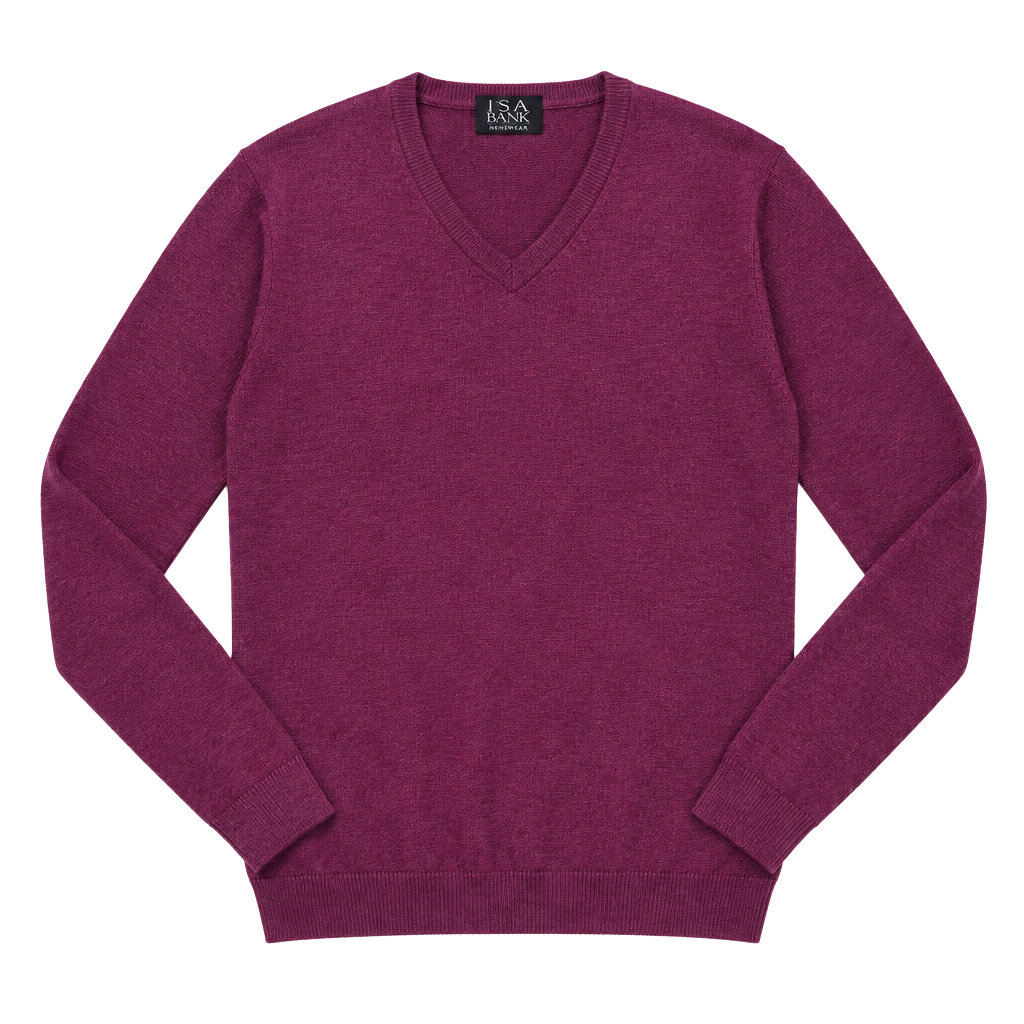 Jos. A. Bank V-Neck Sweater Size M Maroon Merino Wool Blend 1