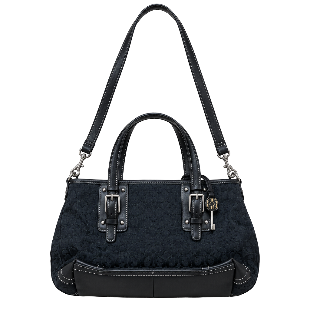 Fossil Jacquard Signature Black Handbag Crossbody Bag 1