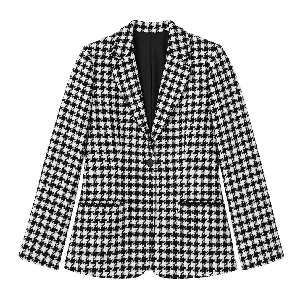 Liz Claiborne Collection Black and White Houndstooth Wool Blend Blazer, Size 8 1