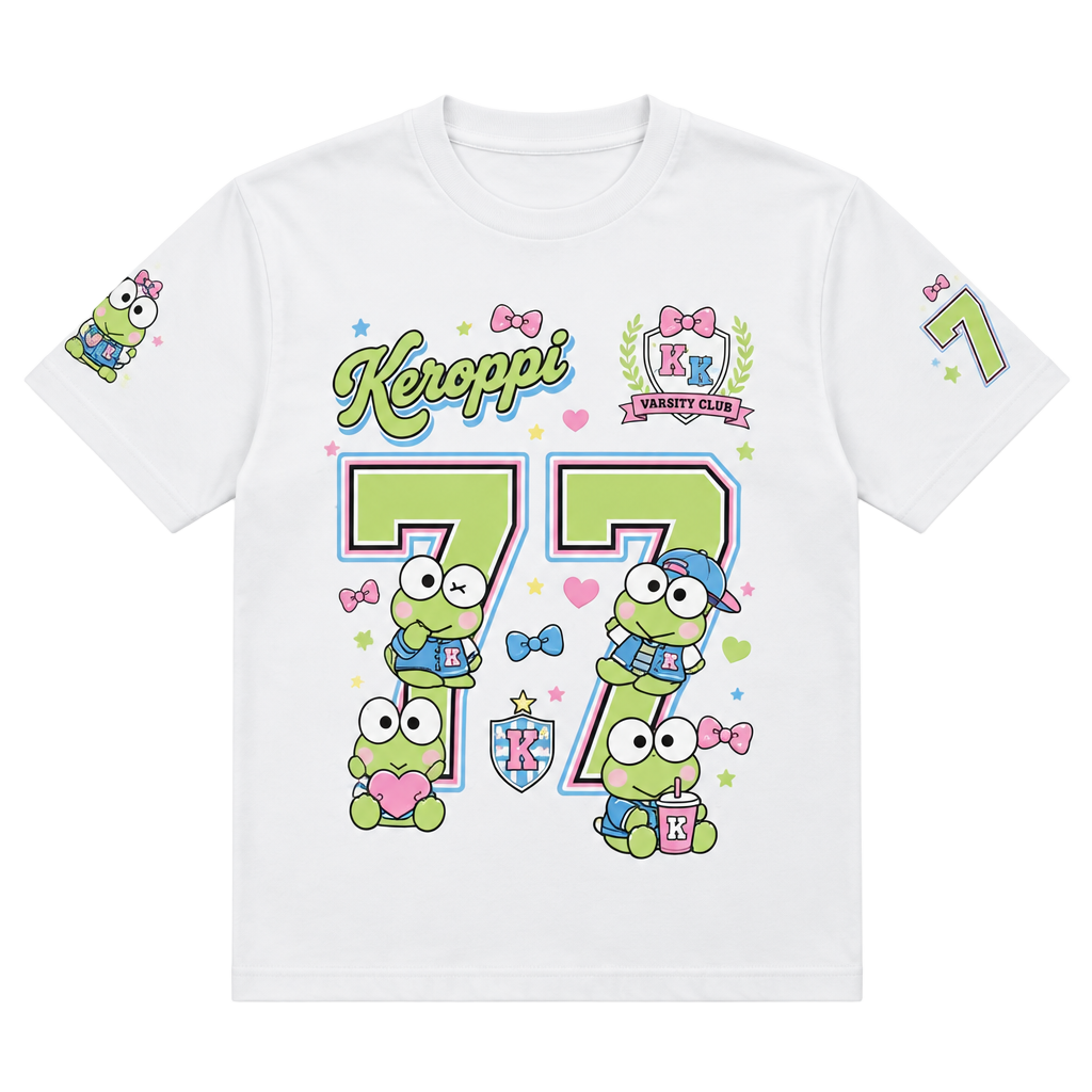 Sanrio Keroppi Varsity 77 Graphic White T-Shirt 1