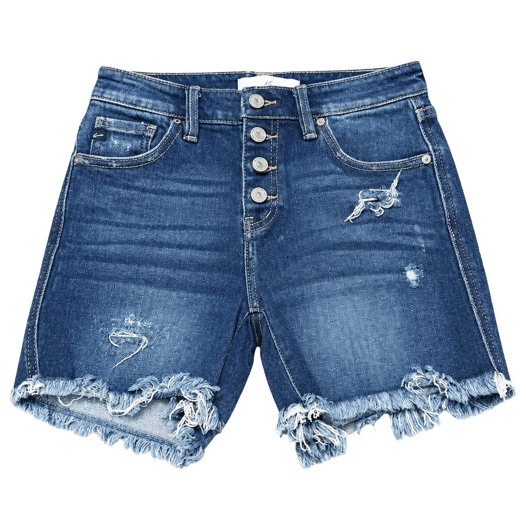 KanCan Dark Blue Distressed Jean Shorts NWOT - Size S 1