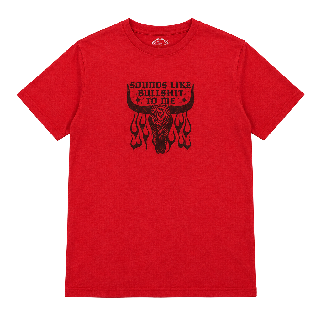 Red Graphic Womens T-Shirt - 'Sounds Like Bullshit To Me' - NWOT 1