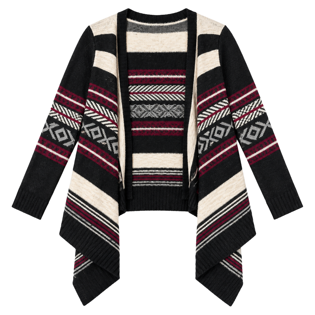 Charlotte Russe Aztec Open Cardigan Size L Black Red White 1