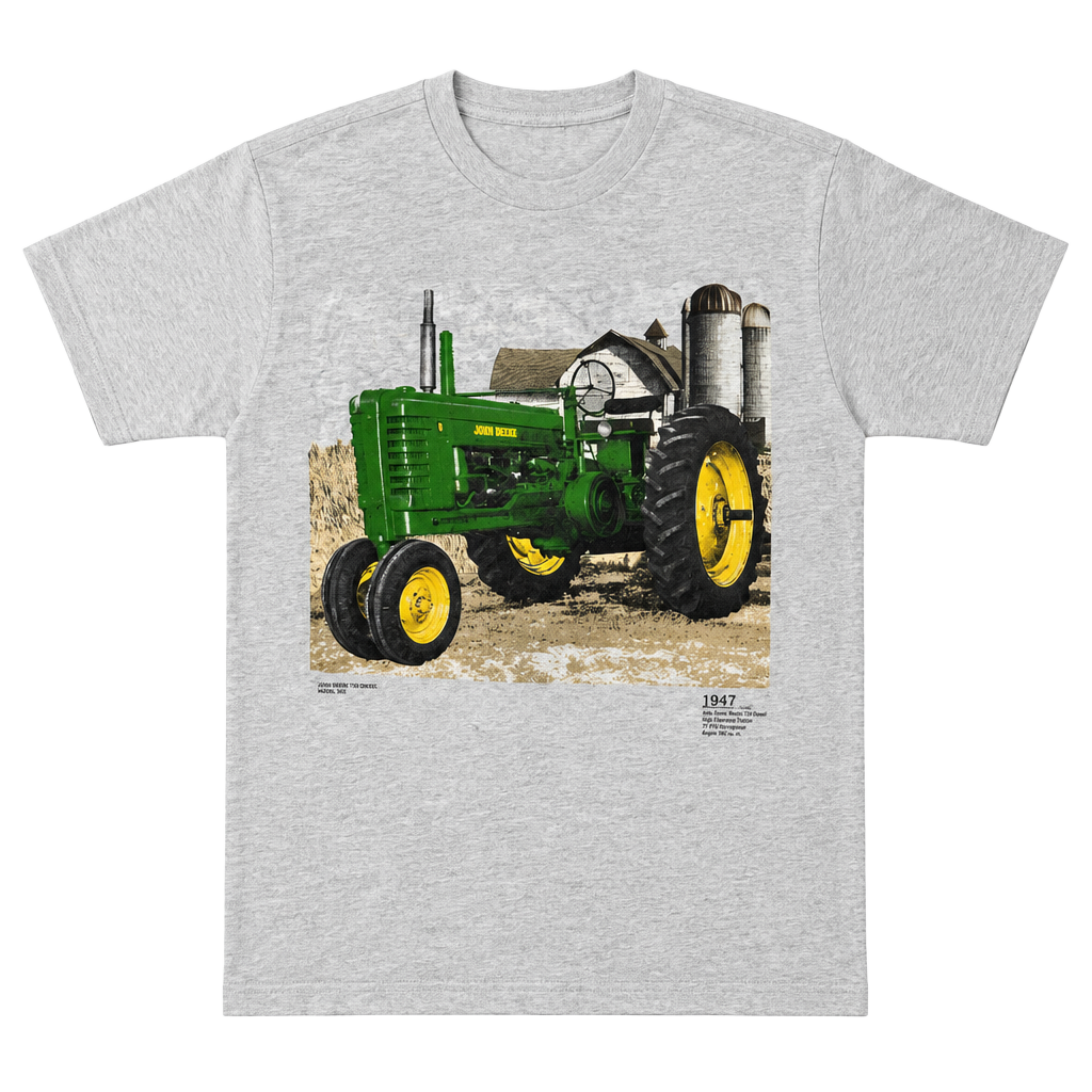 John Deere Vintage 1947 B Tractor Graphic T-Shirt Gray 1