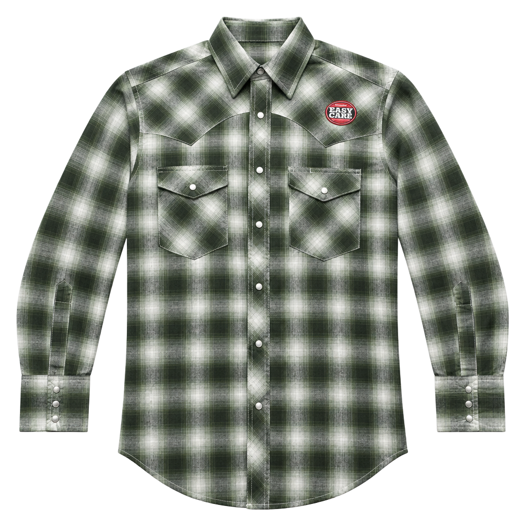 Wrangler Western Shirt Size S Green Plaid Pearl Snap Long Sleeve 1