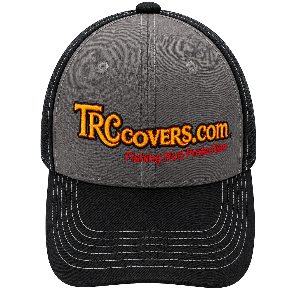 TRC Covers Fishing Rod Protection Hat Cap Black Gray Adjustable 1