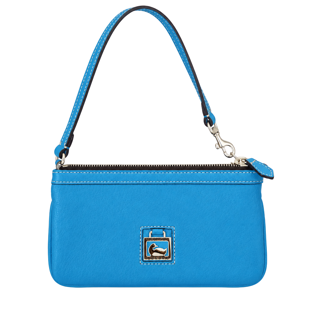 Dooney & Bourke Pebble Grain Small Slim Wristlet Blue Leather 1