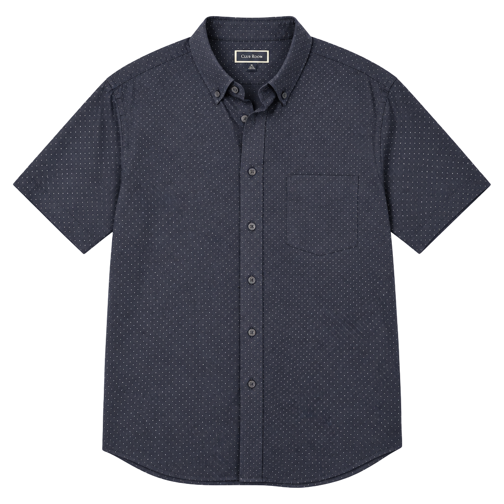 Club Room Short Sleeve Button Down Shirt Size XL Blue Polka Dot 1
