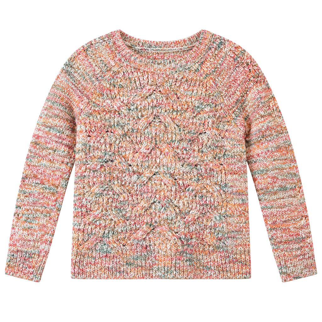 Talbots Cable Knit Sweater Peach Multicolor 1