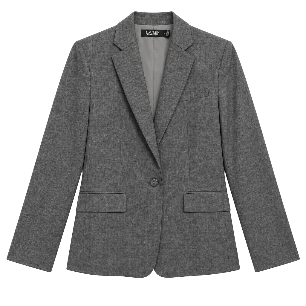 Lauren Ralph Lauren Blazer Size 6 Gray Single Button Suit Jacket 1