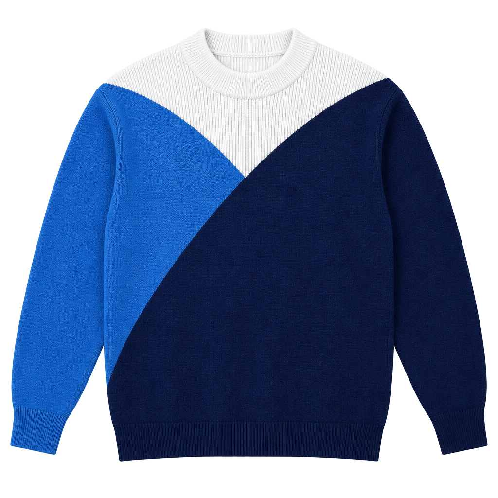 M&Co Colorblock Sweater US 14 Blue White Mock Neck 1