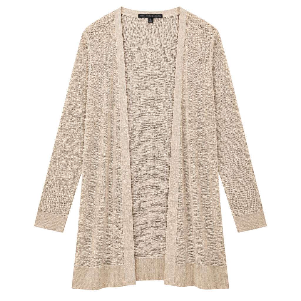 White House Black Market Open Stitch Longline Cardigan Size XL/XG Beige 1