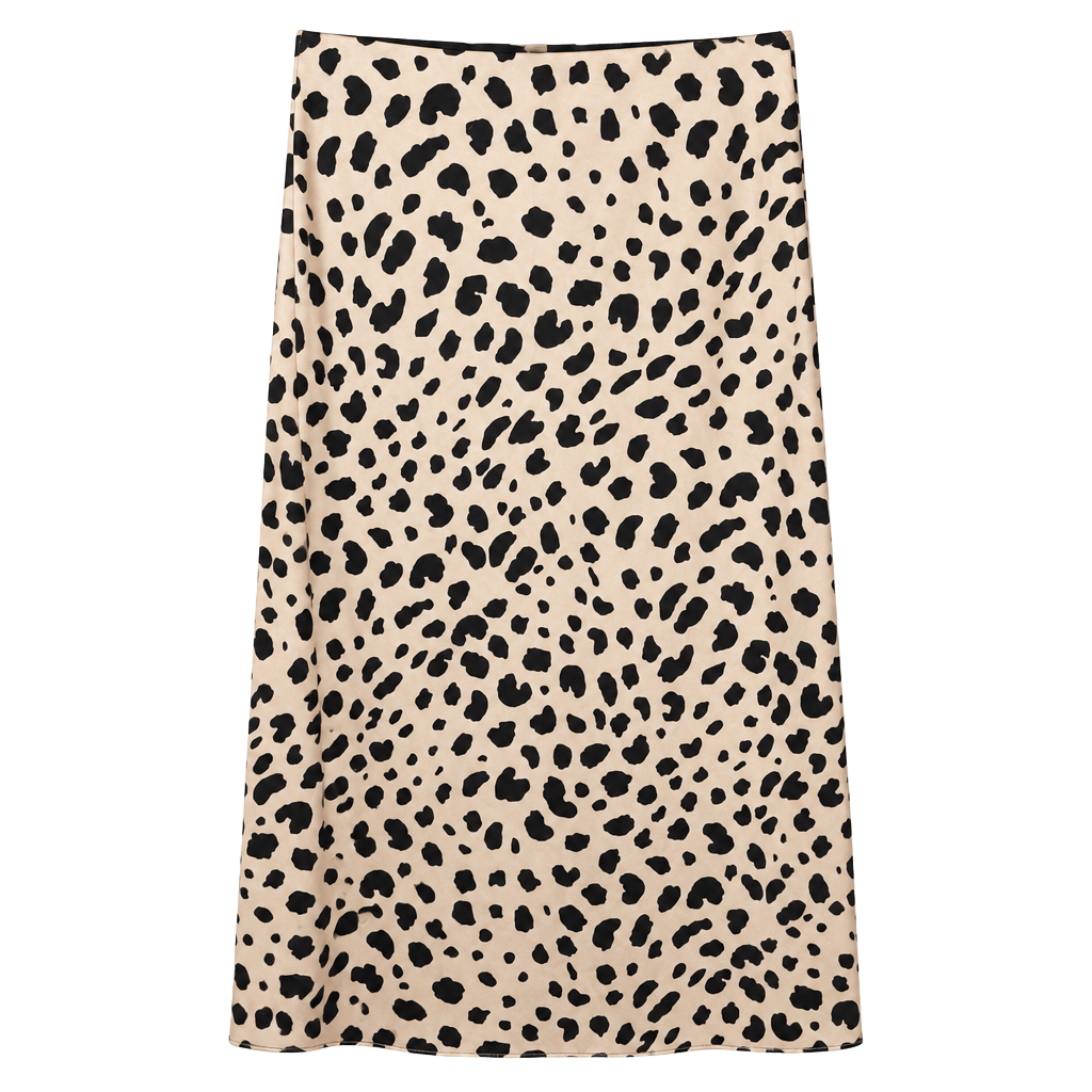 Aqua Leopard Print Midi Skirt Size L Animal Print Polyester Slip 1