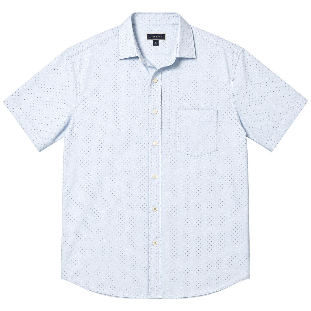 Club Room Short Sleeve Button Down Shirt Size XL Blue Polka Dot 1