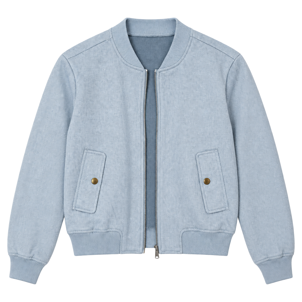 Cisono Outerwear Suede Bomber Jacket Size L Blue 1