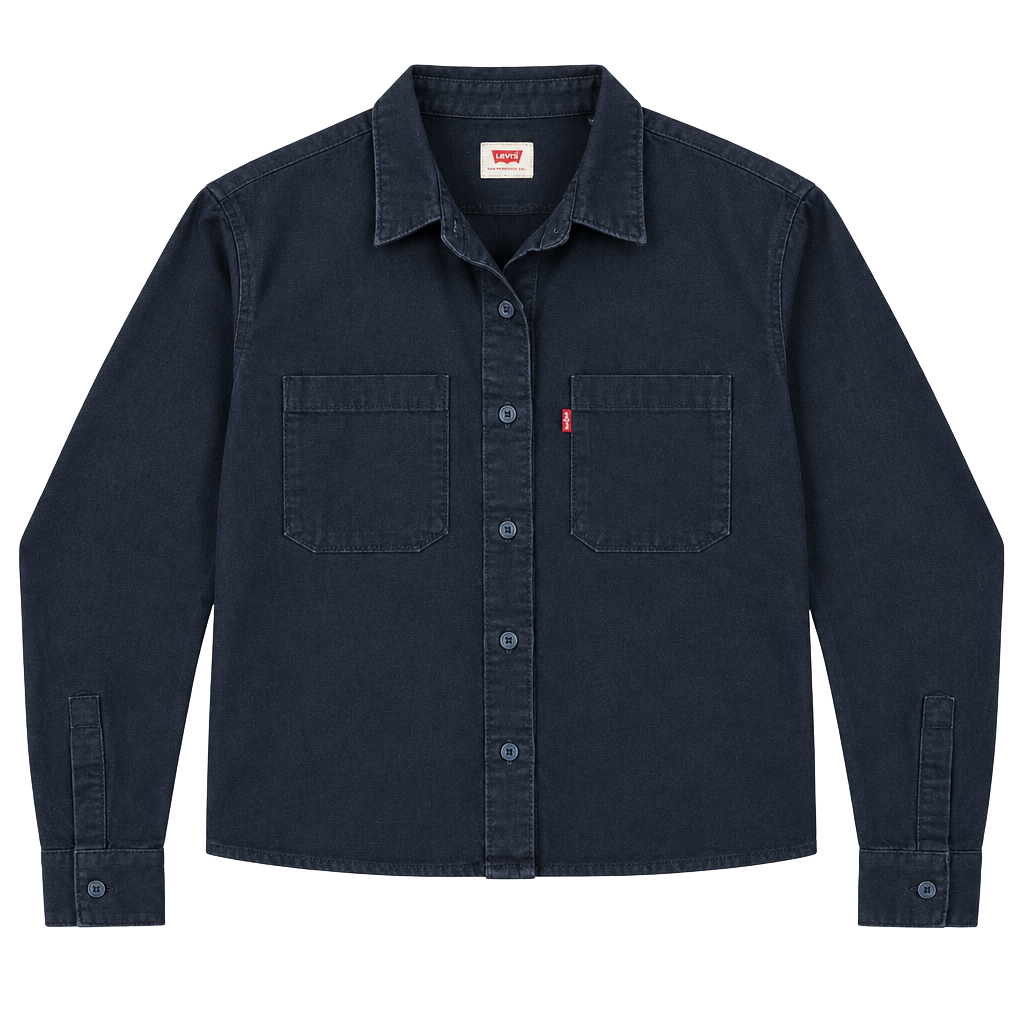 Levi's Long Sleeve Button Up Women Shirt Size M Black Cotton Blend 1