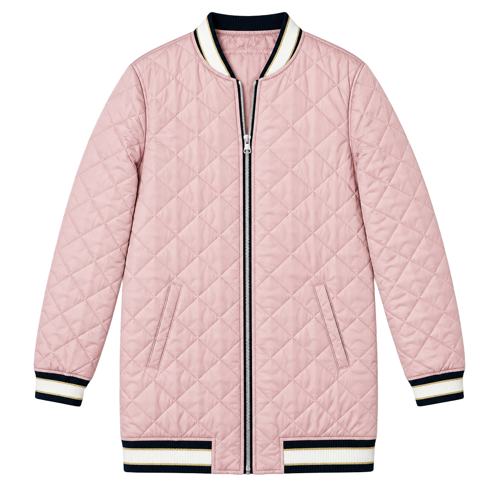 Arizona Jeans Co. Quilted Bomber Jacket Size S Pink Full Zip 1