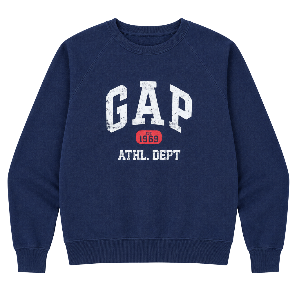 Gap Athl Dept 1969 Crewneck Sweatshirt Size L Blue Cotton Blend 1