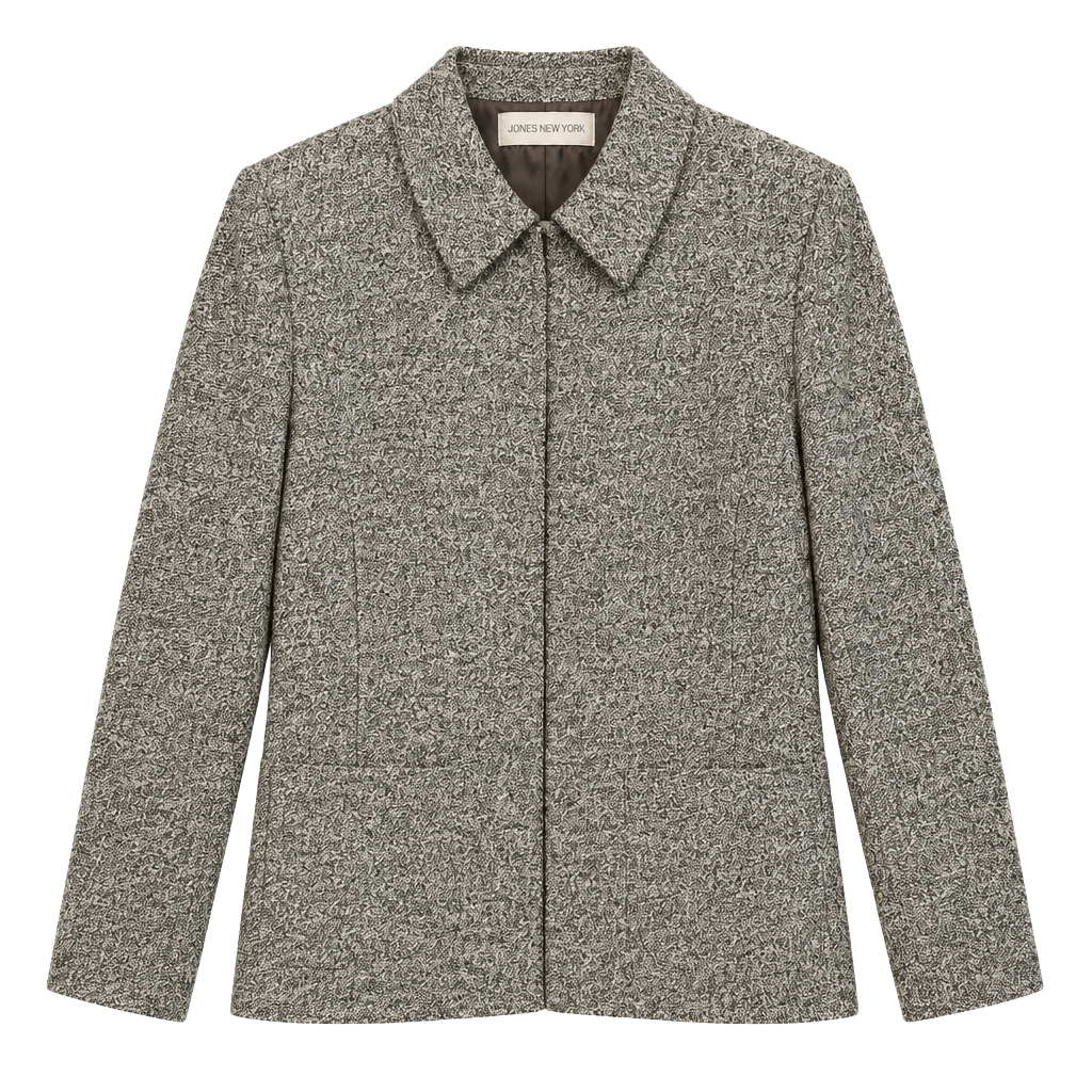 Jones New York Wool Blend Jacket Size 6 Gray Tweed Full Zip 1