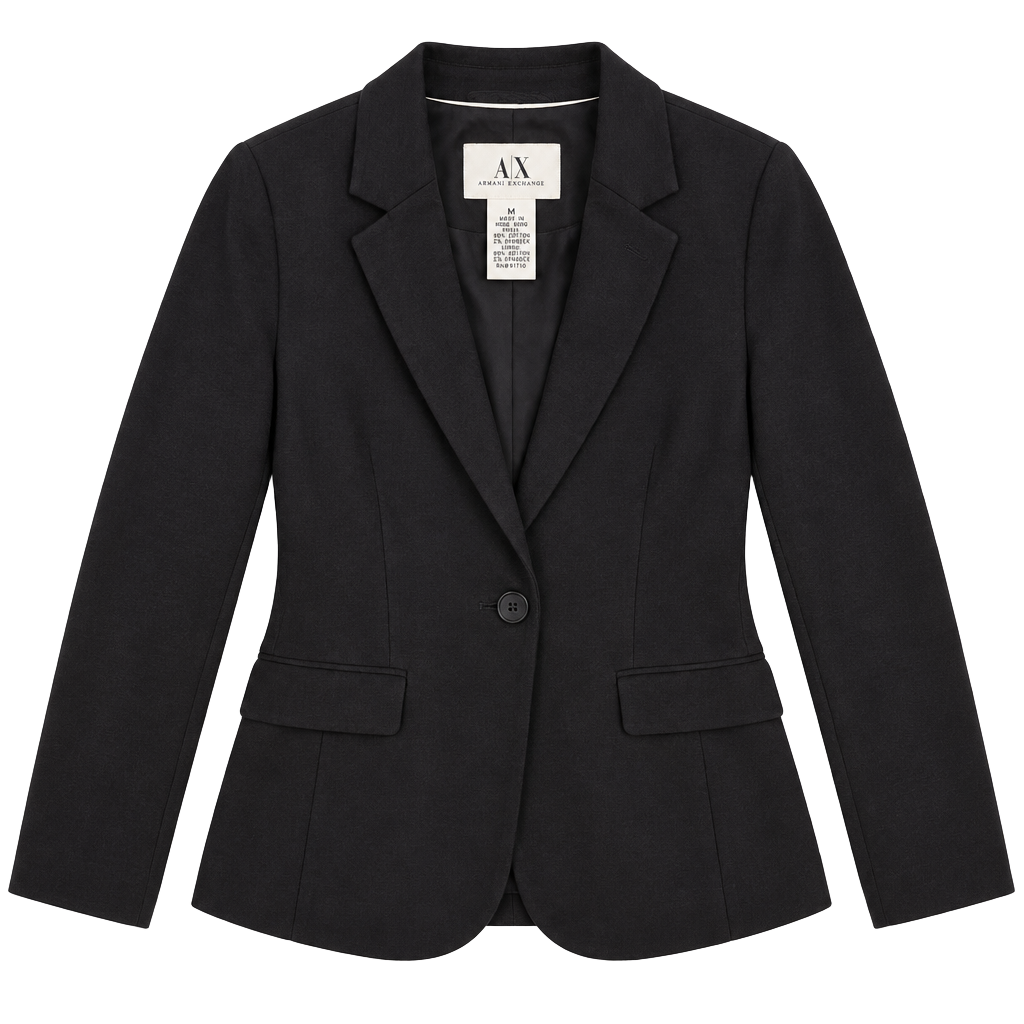 Armani Exchange Corduroy Blazer Size M Black Cotton Blend Jacket 1
