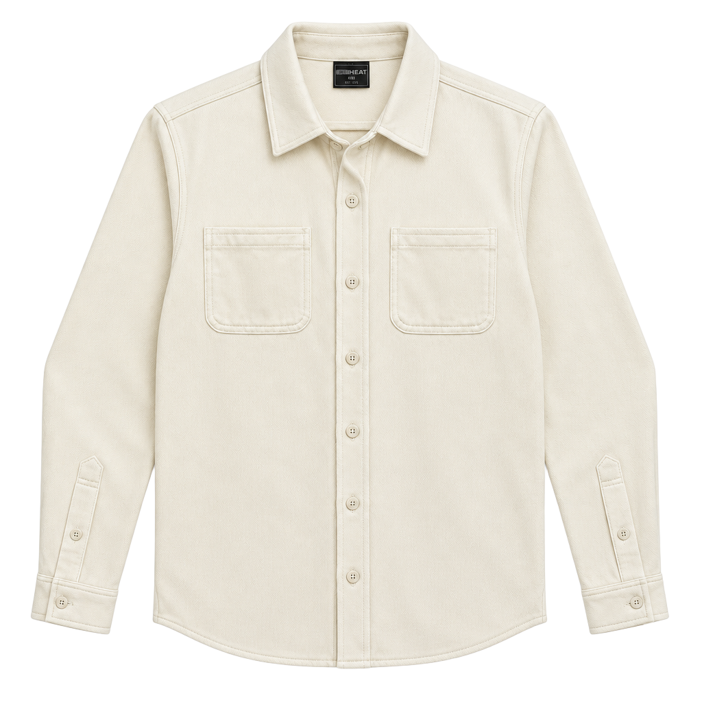 32 Degrees Heat Button Up Shirt Size M Off White Long Sleeve Pocket 1