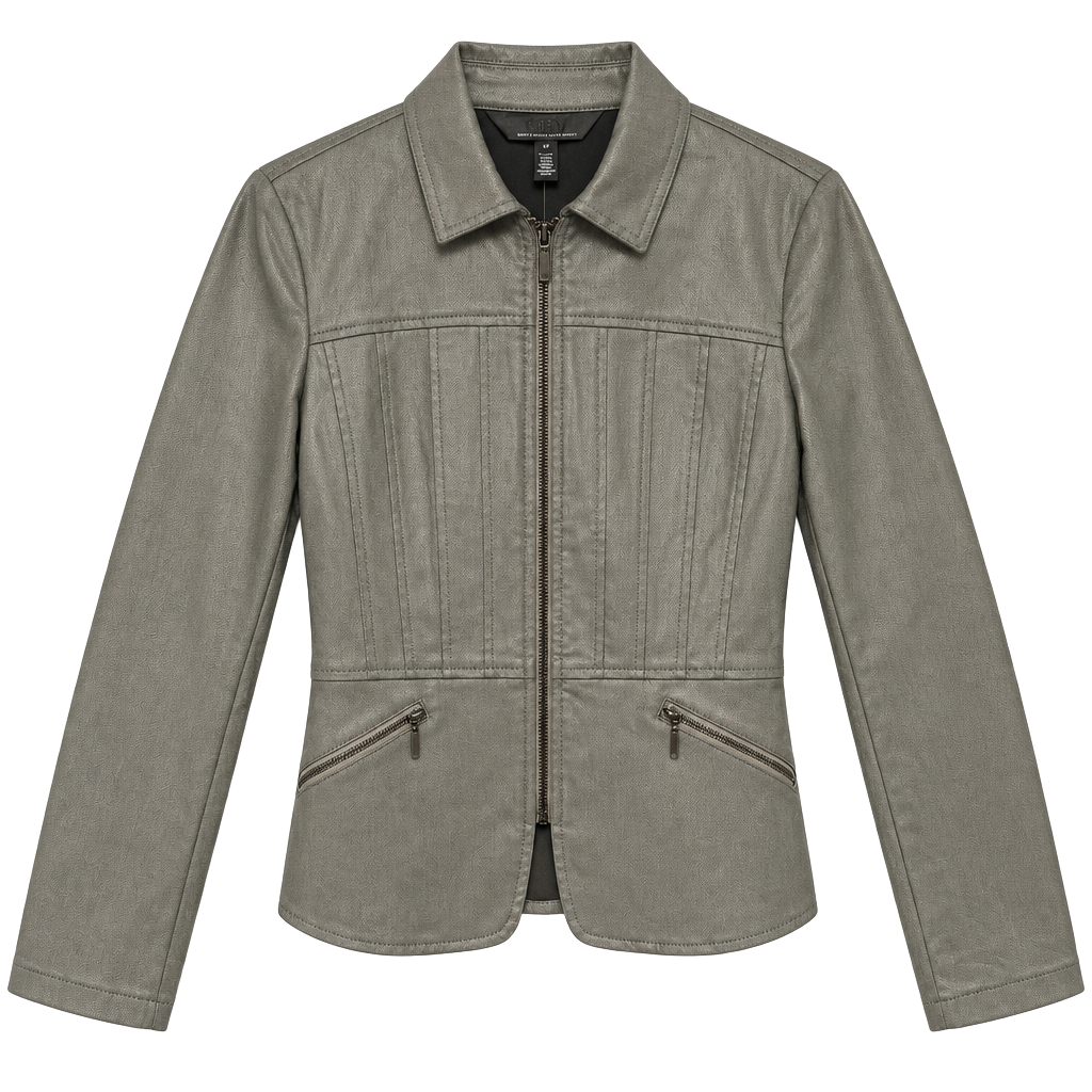 White House Black Market Seamed Coated Moto Jacket Size 10 Moonwalk 1
