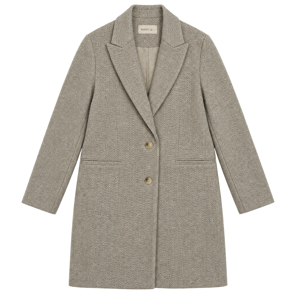Bécool Herringbone Coat Size M Tan Cream Chevron Pattern Blazer 1