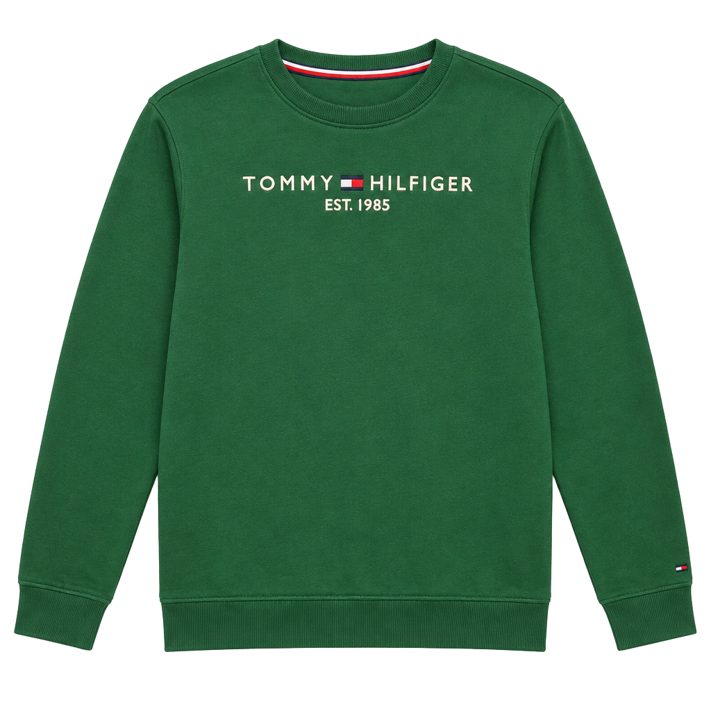 KIDS Tommy Hilfiger Logo Crewneck Sweatshirt Size XL Kids Green 1