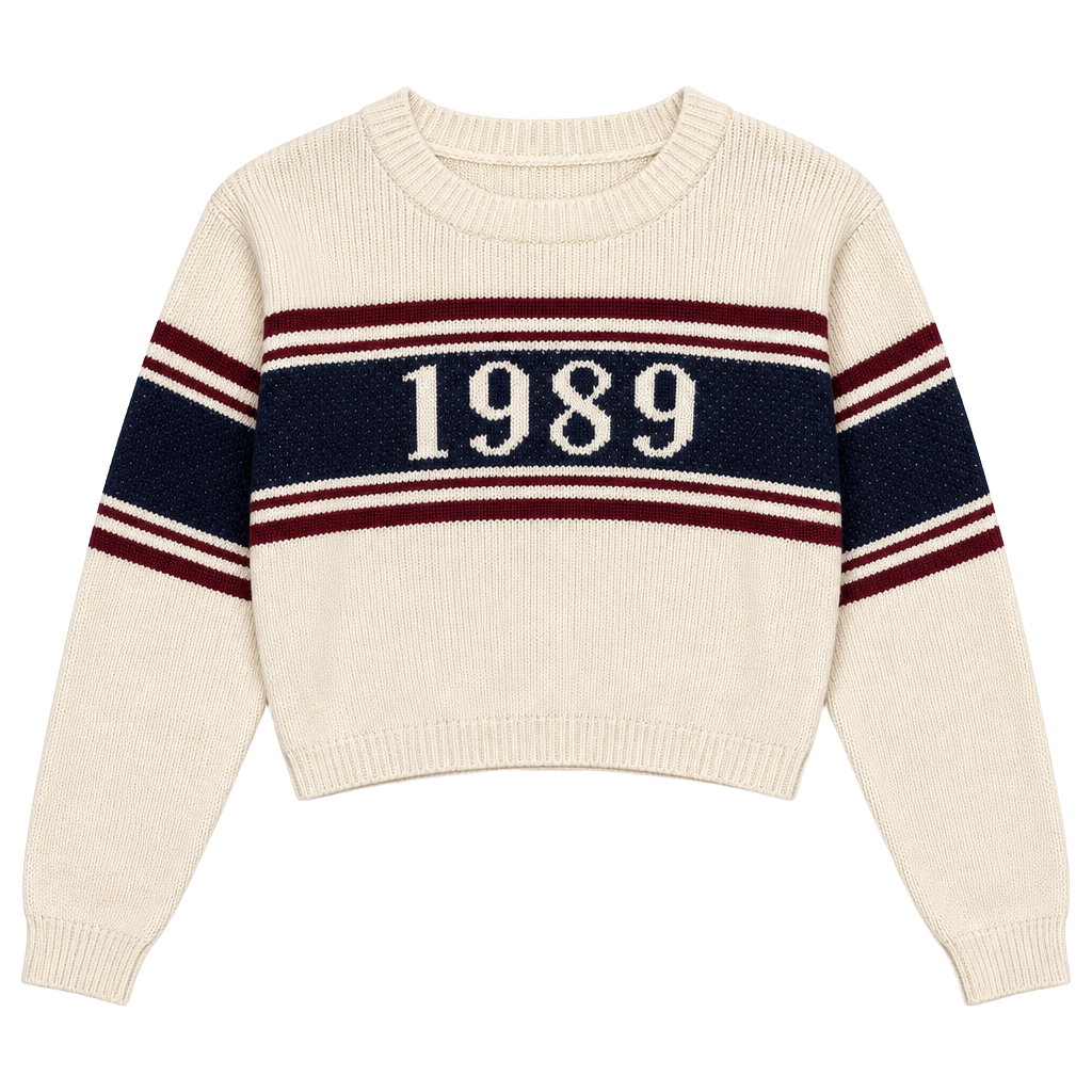 Pink Rose 1989 Knit Sweater Large White Striped Pullover 1
