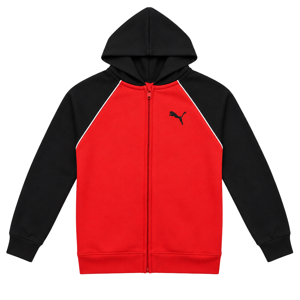 Puma Full Zip Hoodie Size S (7/8) Red Black Colorblock 1