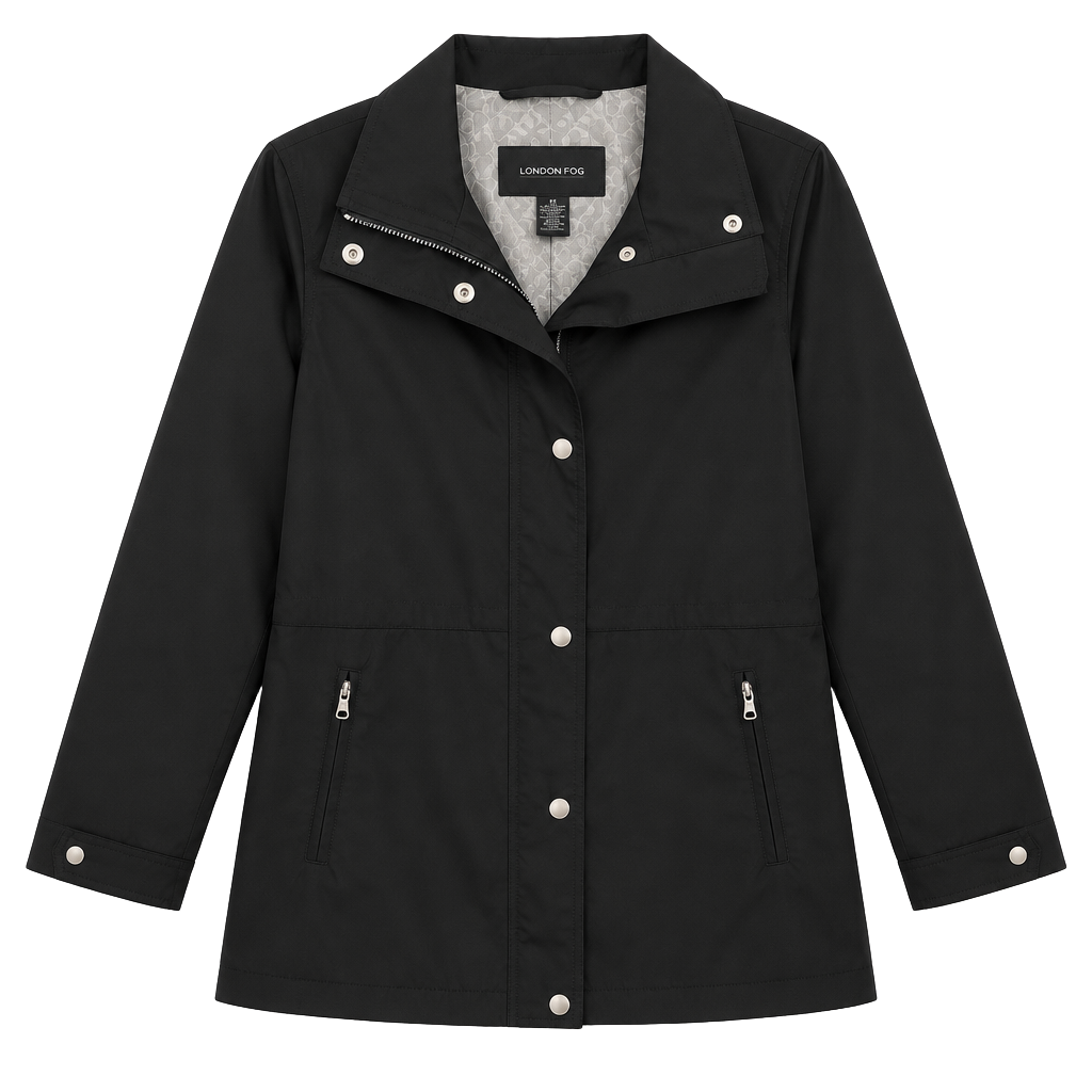 London Fog Black Utility Rain Jacket Size L 1
