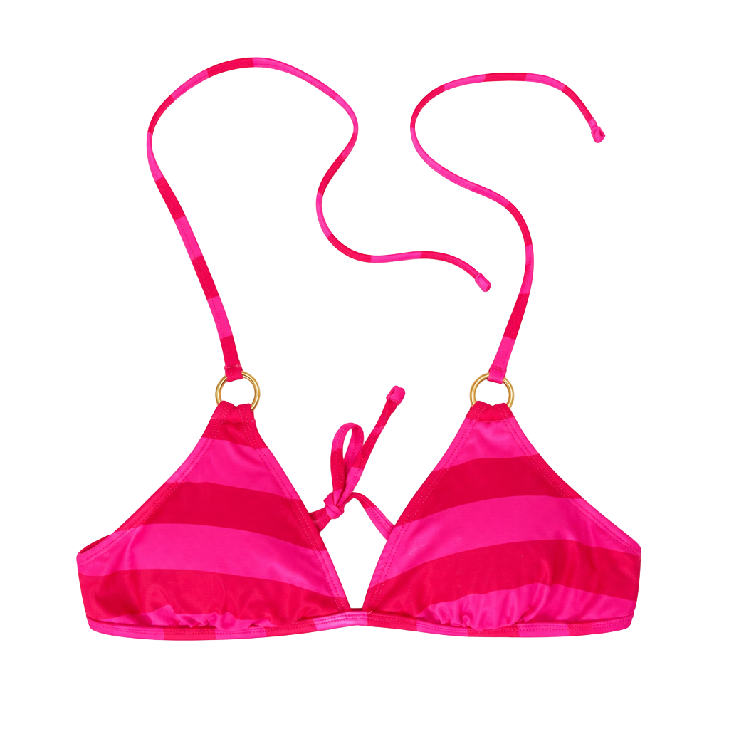 BCBG Paris Fuchsia Striped Triangle Halter Bikini Top 1