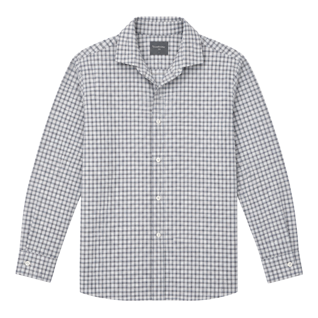 Michael Kors Plaid Dress Shirt Slim Fit size Large Untucked Length Stretch 1