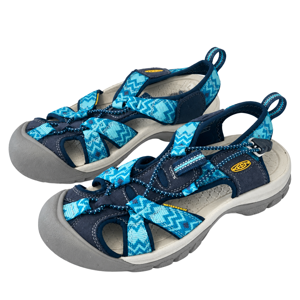 Keen Venice H2 Sandals Blue Geometric Water Shoes size 7.5 1
