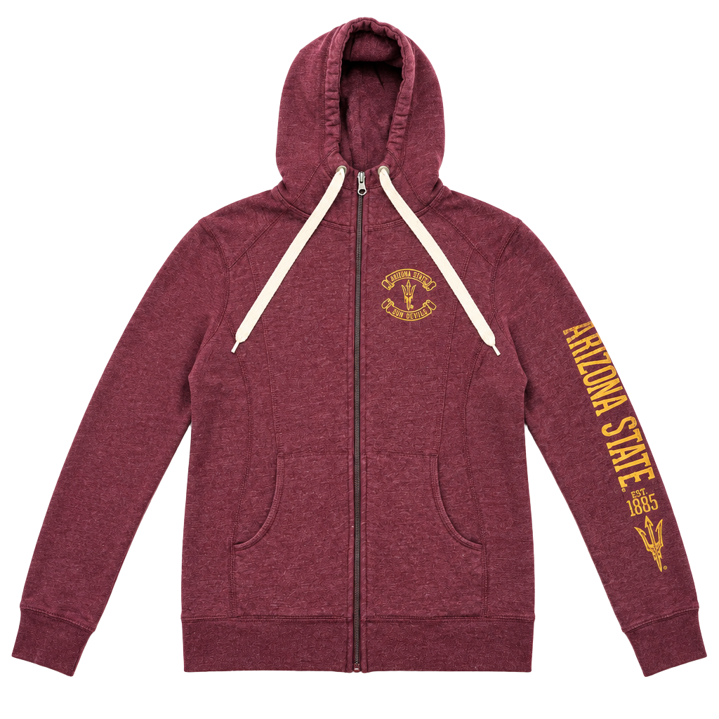 Champion Elite Arizona State Sun Devils Zip-Up Hoodie Size S Burgundy 1