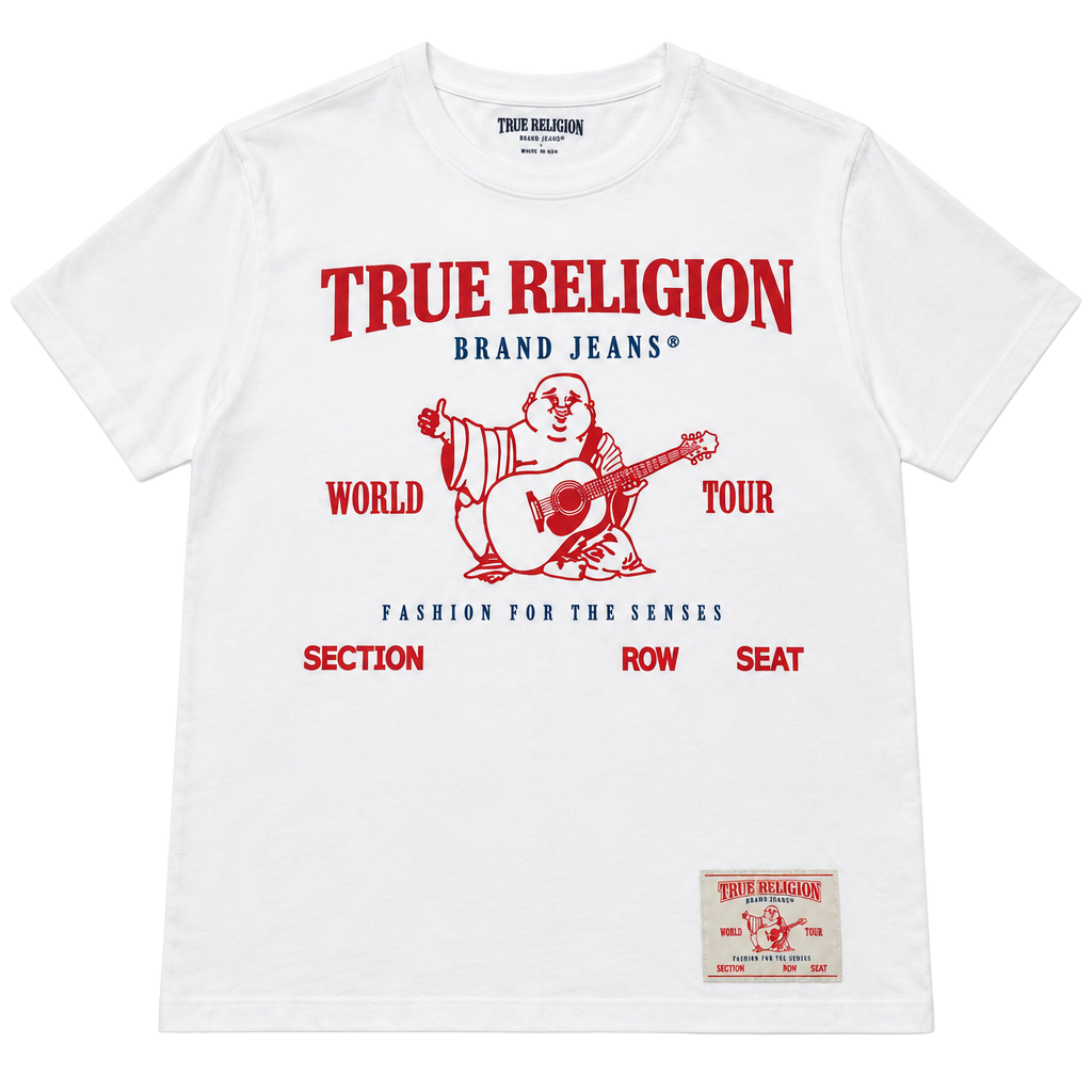 True Religion World Tour T-Shirt XL White Graphic Tee 1