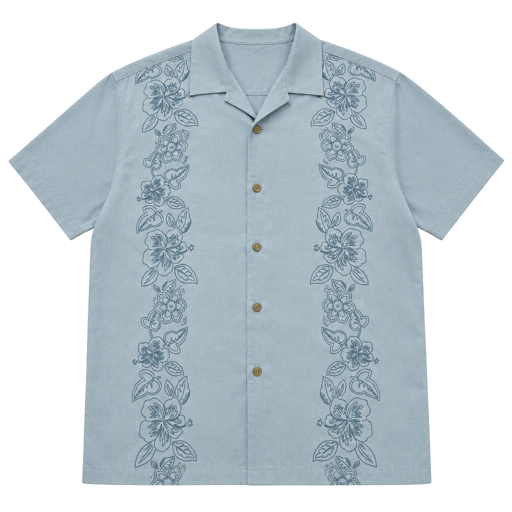 Tommy Bahama Silk Embroidered Short Sleeve Shirt XL Light Blue 1