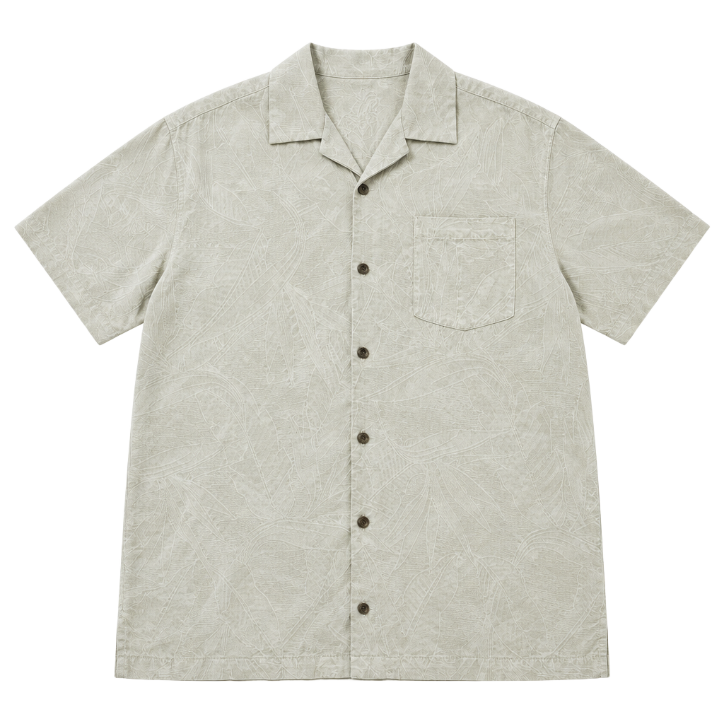 Tommy Bahama Silk Camp Shirt Beige Tropical Leaf XL 1