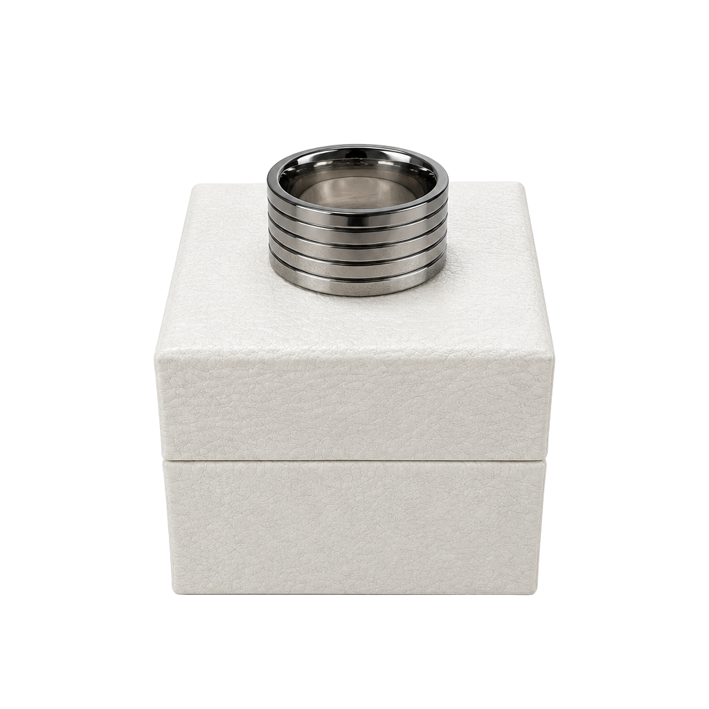 Pandora Stainless Steel Grooved Band Ring Silver 1