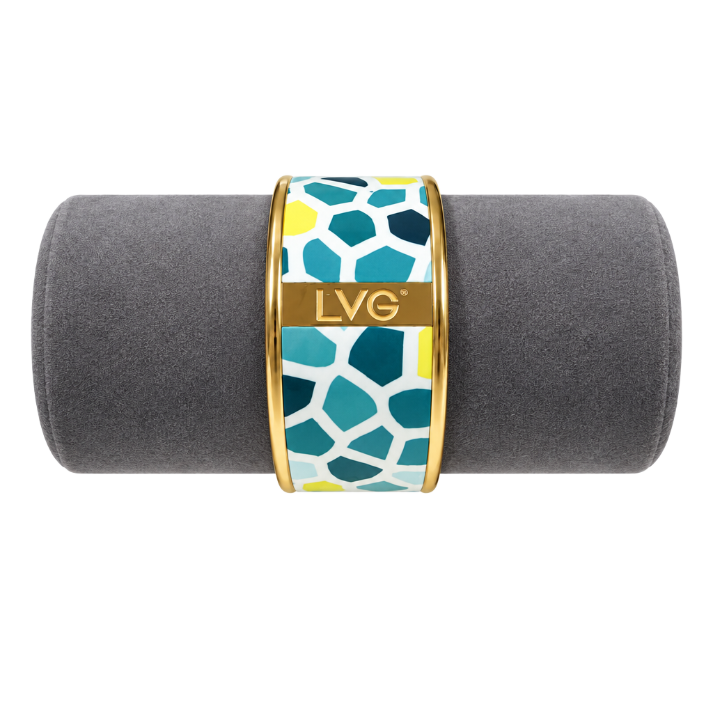 LVG Enamel Bangle Bracelet Geometric Multicolored Gold Tone 1