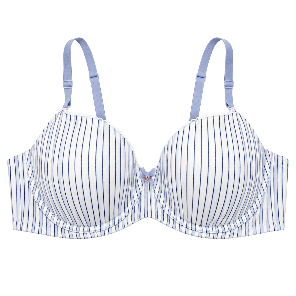 Victoria's Secret Body By Victoria Lined Demi Bra Size 38C Blue White Stripe 1